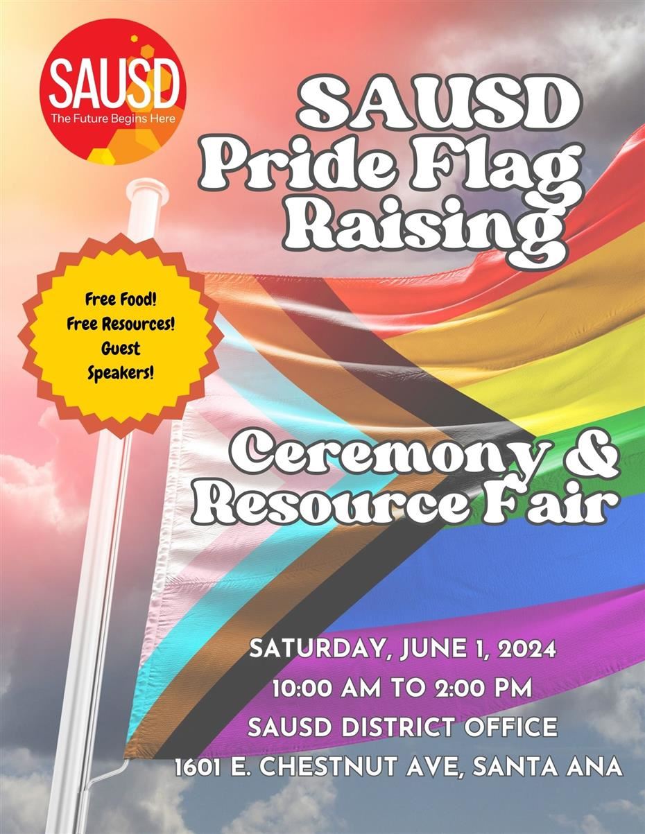 June 1 2024 Pride Flag Raising Ceremony and Resource Fair Flyer